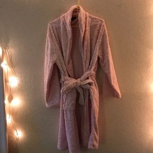pink robe with floral pattern